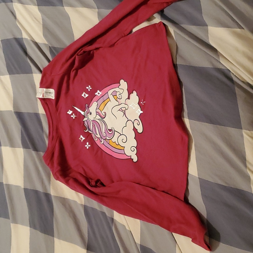 Girls pink unicorn long sleeve shirt.  Size 7